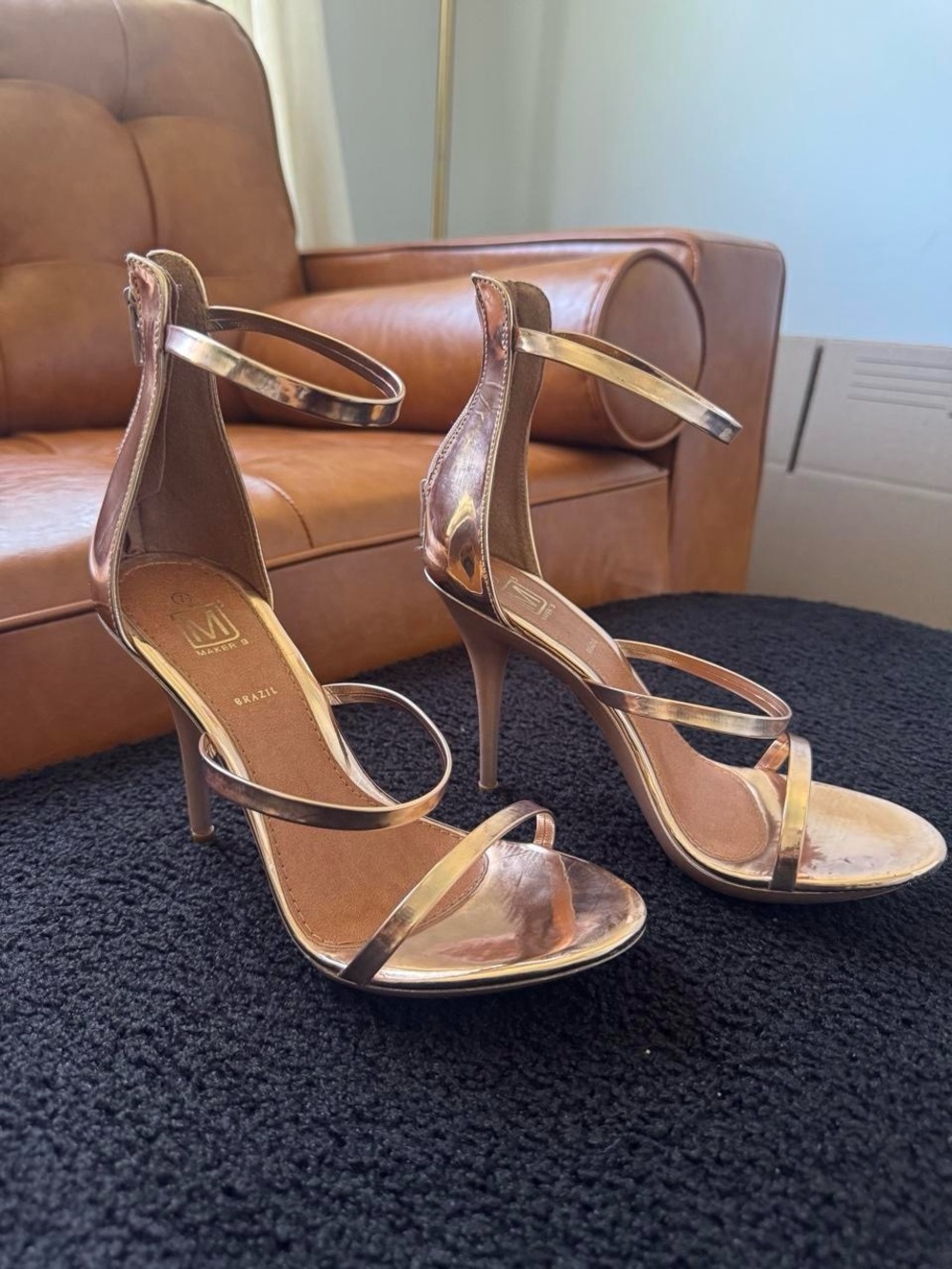 Gorgeous šMetallic Copper Strappy Stiletto Sandals - Picture 3 of 6